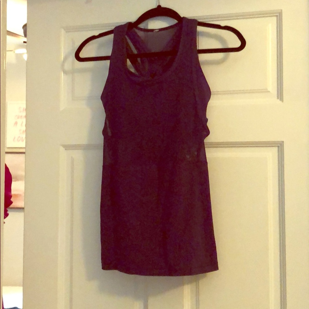 Lululemon Blue Half Mesh Tank w/ Strappy Bra